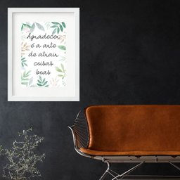 Quadro Agradecer Atrair Coisas Boas - 60x48cm:madeira Preta - 2 Quadro Agradecer Atrair Coisas Boas - 60x48cm:madeira Preta - 2