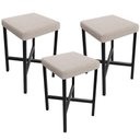 Ver imagem 1 de Kit 03 Banquetas Baixa Bar Cozinha Sala de Jantar Preto Stella L02 Bouclê Creme - Lyam Decor