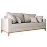 Sofá 3 Lugares Beny Base em Madeira Maciça Recepção Linho Cru Kimi Design - 1