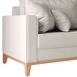 Sofá 3 Lugares Beny Base em Madeira Maciça Recepção Linho Cru Kimi Design - 3