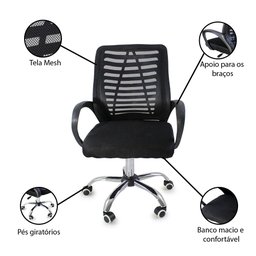 Cadeira de Escritório Ergonômica Secretária Giratória Altura Ajustável Office Tela Mesh Zebrada - 2