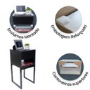 Ver imagem 4 de Kit 2 Mesas Cabeceira Industrial 30cm Preto Gaveta Superior Eco Base Metal Preto Lateral Cama