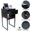 Ver imagem 3 de Kit 2 Mesas Cabeceira Industrial 30cm Preto Gaveta Superior Eco Base Metal Preto Lateral Cama