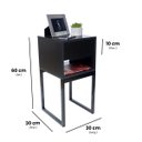 Ver imagem 2 de Kit 2 Mesas Cabeceira Industrial 30cm Preto Gaveta Superior Eco Base Metal Preto Lateral Cama