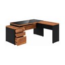 Ver imagem 7 de Mesa Pedestal Gaveteiro em L com Vidro Fumê Nogal Sevilha/Preto 21407