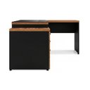 Ver imagem 5 de Mesa Pedestal Gaveteiro em L com Vidro Fumê Nogal Sevilha/Preto 21407