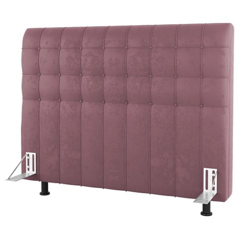 Cabeceira Cama Box Casal Queen Size Dahlia 160cm Com Frame Veludo Rosê - Desk Design