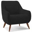 Ver imagem 1 de Poltrona Decorativa Fixa Pés de Madeira Paloma D02 Veludo Preto B-300 - Lyam Decor