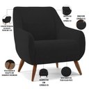 Ver imagem 3 de Poltrona Decorativa Fixa Pés de Madeira Paloma D02 Veludo Preto B-300 - Lyam Decor