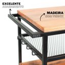 Ver imagem 5 de Carrinho Auxiliar para Churrasco Estilo Industrial com Tampo em Eucalipto