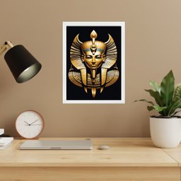 Quadro Decorativo Faraó Egípcio 24x18cm:moldura Branca - 1