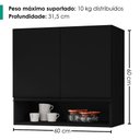Ver imagem 3 de Armario Aereo 2 Portas 60 cm Islandia Preto Rudk
