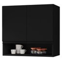 Ver imagem 1 de Armario Aereo 2 Portas 60 cm Islandia Preto Rudk