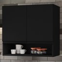 Ver imagem 2 de Armario Aereo 2 Portas 60 cm Islandia Preto Rudk