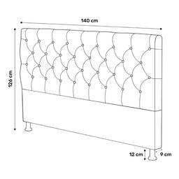 Cabeceira Cama Box Casal Lylla 140cm Capitonê com Frame Suede Cinza - Desk Design - 4