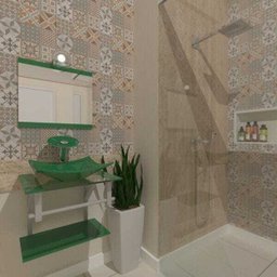 Gabinete de Vidro 45cm para Banheiro Cuba Quadrada - Escócia-Verde - 1