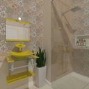 Ver imagem 1 de Gabinete de Vidro 45cm para Banheiro Cuba Quadrada - Escócia-Amarelo