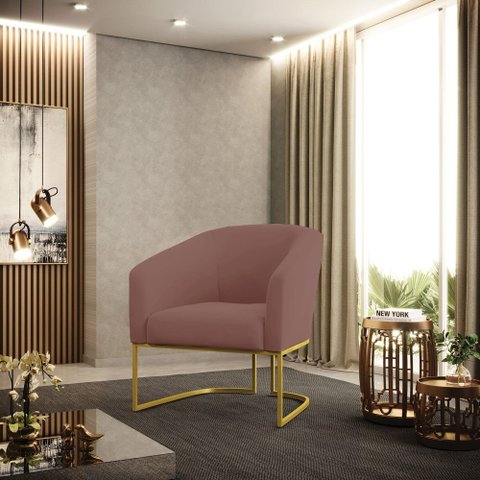 Cadeira Sala de Jantar Base Industrial Dourado Stella Veludo D03 - D’Rossi