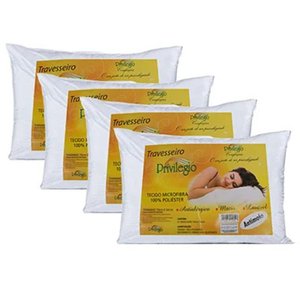 Kit 6 Travesseiros Fibra Siliconada Suporte Macio 70x50cm