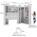 Ver imagem 3 de Quarto Modulado Queen de Canto com Guarda-roupas Maleiro e Cabeceira Alpes Master Luciane Móveis