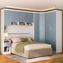Ver imagem 1 de Quarto Modulado Queen de Canto com Guarda-roupas Maleiro e Cabeceira Alpes Master Luciane Móveis