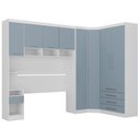 Ver imagem 2 de Quarto Modulado Queen de Canto com Guarda-roupas Maleiro e Cabeceira Alpes Master Luciane Móveis