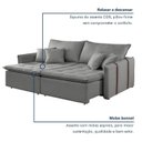 Ver imagem 7 de Sofá Cama 2 Lugares Linho Detroid 180cm Cinza Yescasa