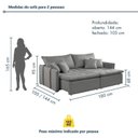 Ver imagem 3 de Sofá Cama 2 Lugares Linho Detroid 180cm Cinza Yescasa