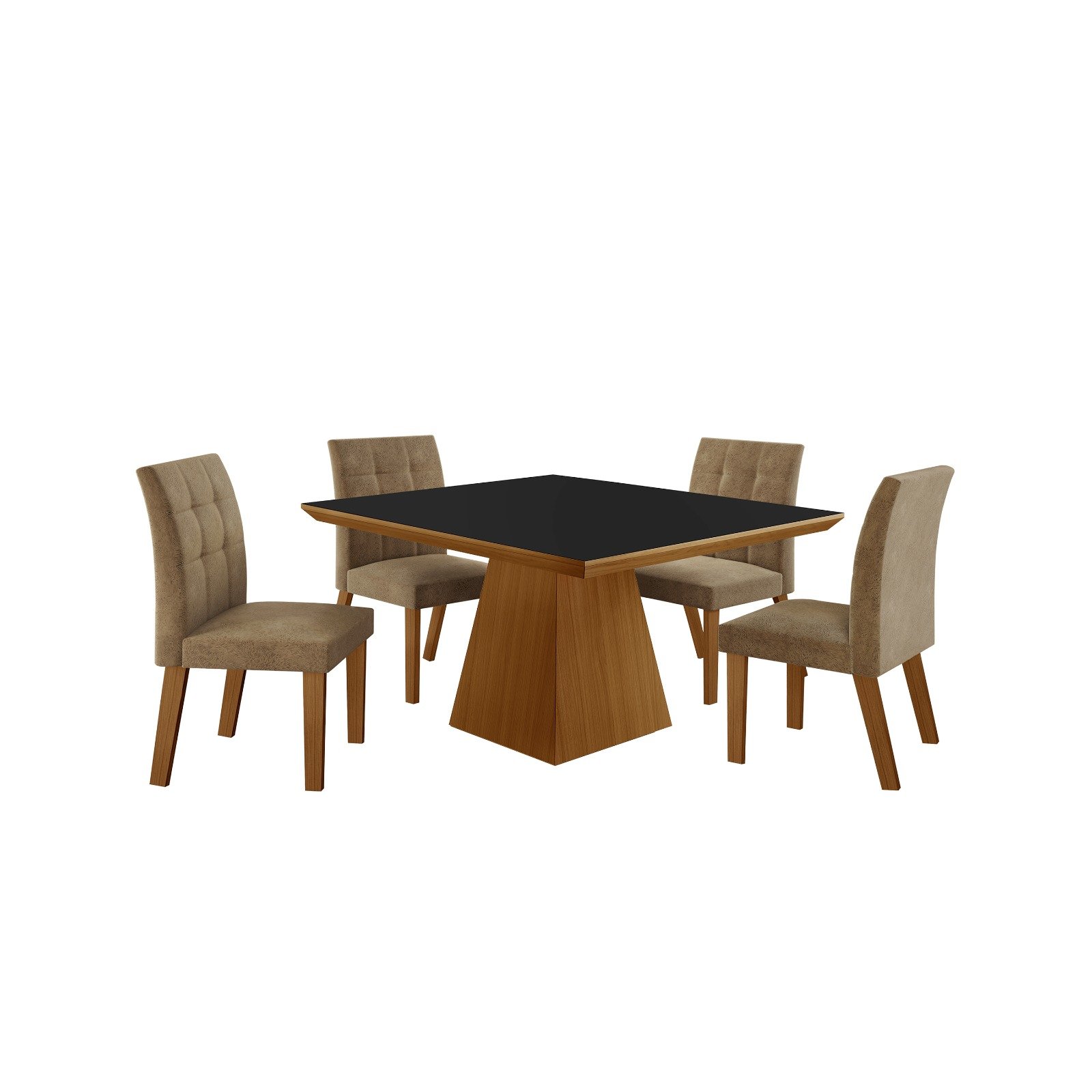 Conjunto Sala de Jantar Mesa 4 Cadeiras Pietra Tik Plus Stilo Espresso Móveis - 1