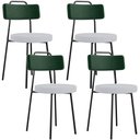 Ver imagem 1 de Kit 04 Cadeiras Decorativa Estofada Sala Jantar Barcelona L02 Facto Verde Musgo Linho Cinza - Lyam L