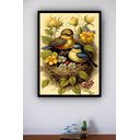 Ver imagem 1 de Quadro Decorativo Pássaros Ninho Fruta Flores - 70x50cm:moldura Preta