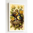 Ver imagem 2 de Quadro Decorativo Pássaros Ninho Fruta Flores - 70x50cm:moldura Preta