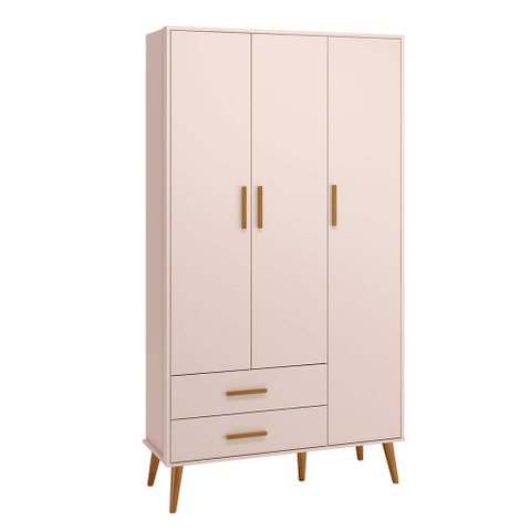 Guarda-roupa Isis 3 Portas e 2 Gavetas – Rosa Fosco Reller