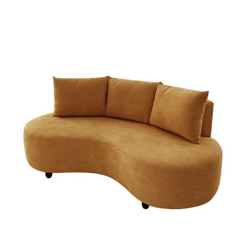 Sofa Orgânico Curvo Feijão 195cm Boucle Terracota Venus Estofama