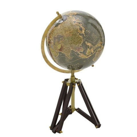Globo Terrestre Decorativo Cinza Tripé em Madeira 56,5cm 16139-pl