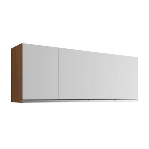 Armário Aéreo Cozinha Andréia 150cm 4 Portas Multiuso Mdp Amêndoa Branco - Desk Design