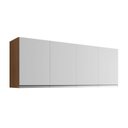 Ver imagem 1 de Armário Aéreo Cozinha Andréia 150cm 4 Portas Multiuso Mdp Amêndoa Branco - Desk Design