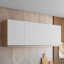 Ver imagem 2 de Armário Aéreo Cozinha Andréia 150cm 4 Portas Multiuso Mdp Amêndoa Branco - Desk Design