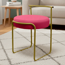 Ver imagem 1 de Banqueta Decorativa Sala Área Gourmet Puff Base Ferro Corino:pink