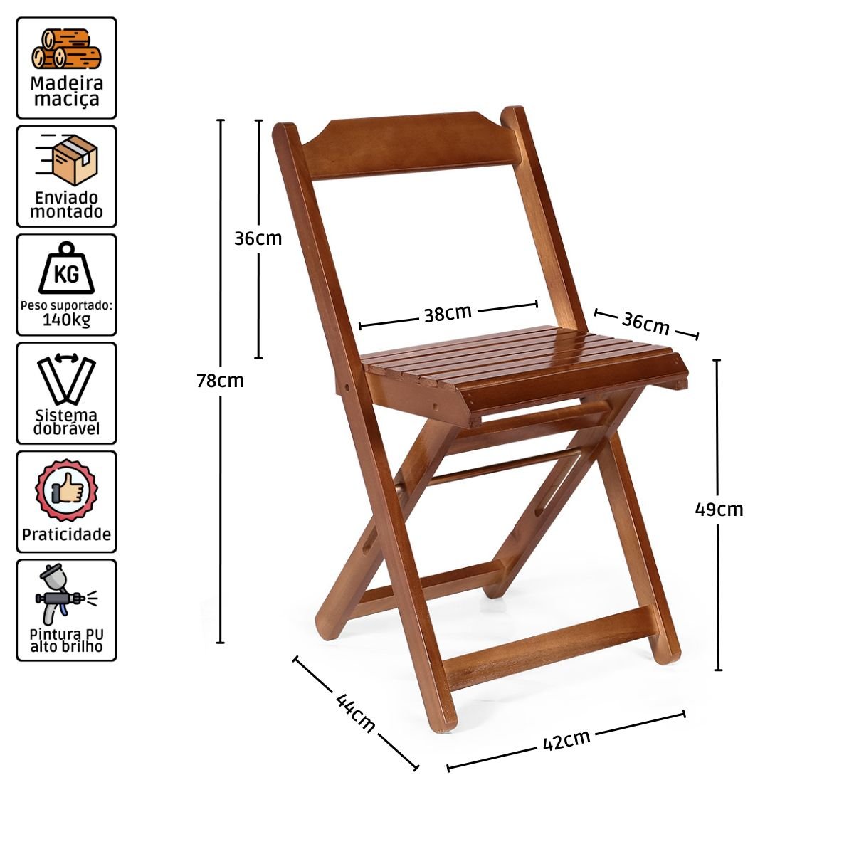 Cadeira Dobrável Imbuia - Móveis Britz - 3