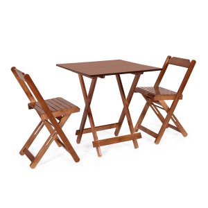Jogo de Mesa com Cadeiras Dobrável 70 X 70 com 2 Cadeiras Dobráveis Imbuia - Móveis Britz