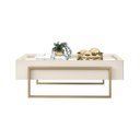 Ver imagem 2 de Mesa de Centro Tampo Espelho com Pés Metálico Dourada Kika Off White