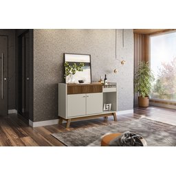 Balcão Aparador Ripas Marinele Freijó Off White - 3