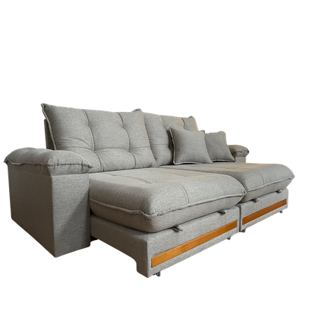 Sofá Retrátil Reclinável 2,10 M Linho Bege A226 Gael