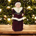 Ver imagem 6 de Mamãe Noel Decorativa Vestido Luxo Vinho e Creme Gold 45cm - Noel Decor