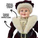 Ver imagem 2 de Mamãe Noel Decorativa Vestido Luxo Vinho e Creme Gold 45cm - Noel Decor