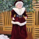 Ver imagem 5 de Mamãe Noel Decorativa Vestido Luxo Vinho e Creme Gold 45cm - Noel Decor