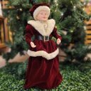 Ver imagem 3 de Mamãe Noel Decorativa Vestido Luxo Vinho e Creme Gold 45cm - Noel Decor