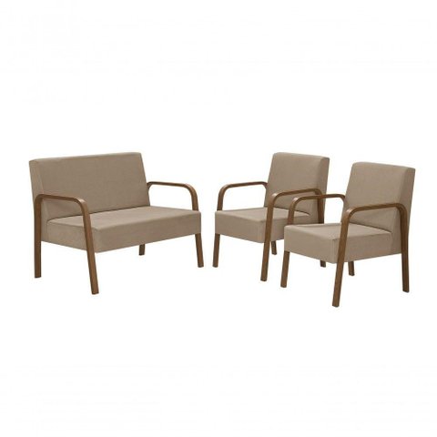 Conjunto Jade Braço Madeira Cappuccino