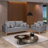 Conjunto de Sofá Living Beny 2 Lugares com Poltrona Base Madeira Linho - 1